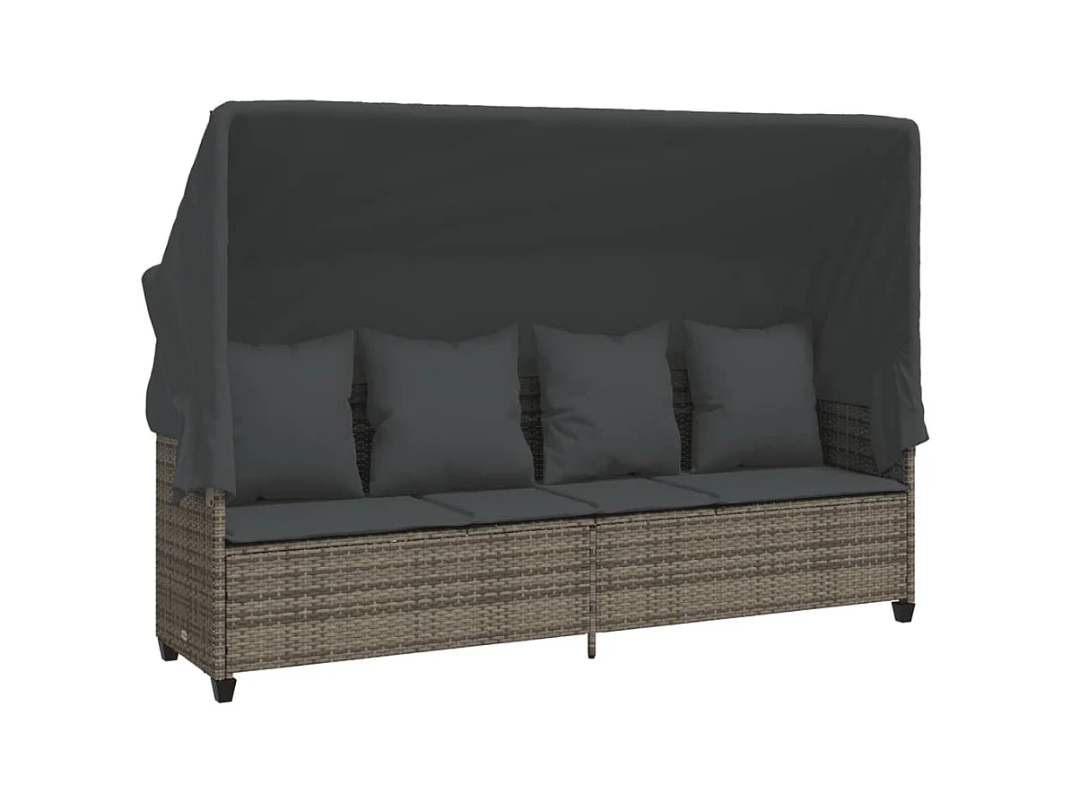 Salon de jardin 5 pcs avec coussins gris résine tressée FR84481