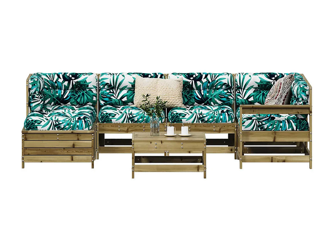 Conjunto de jardín 7 pzas madera de pino impregnada ES757111