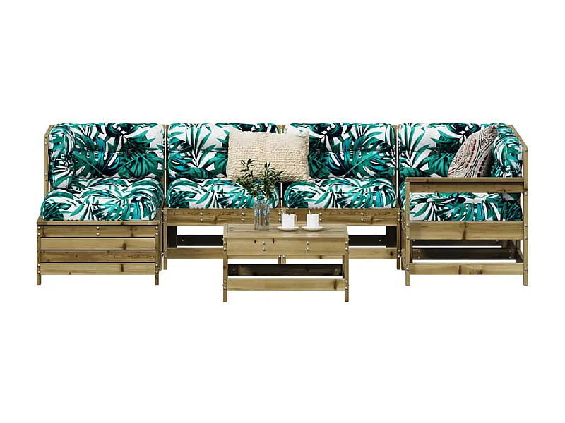 Conjunto de jardín 7 pzas madera de pino impregnada ES757111