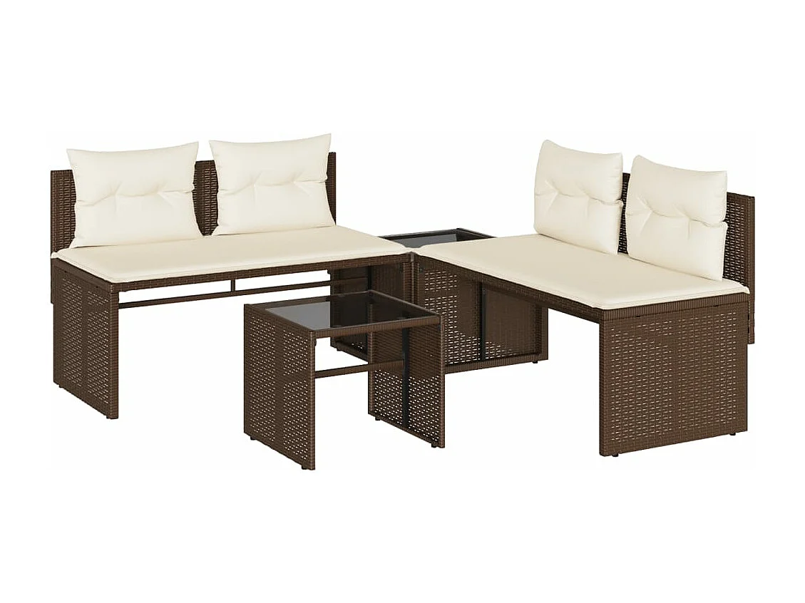 Salon de jardin 4 pcs avec coussins marron résine tressée FR31290
