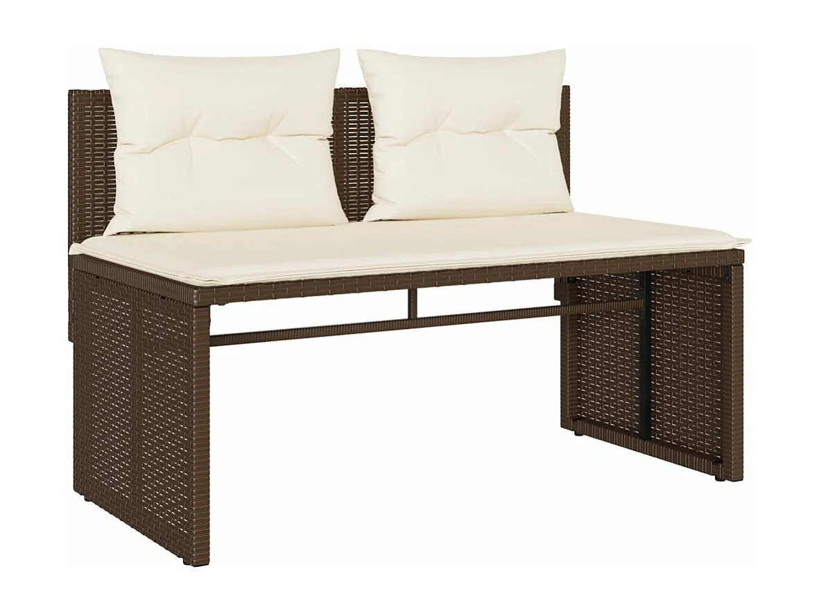 Salon de jardin 4 pcs avec coussins marron résine tressée FR31290