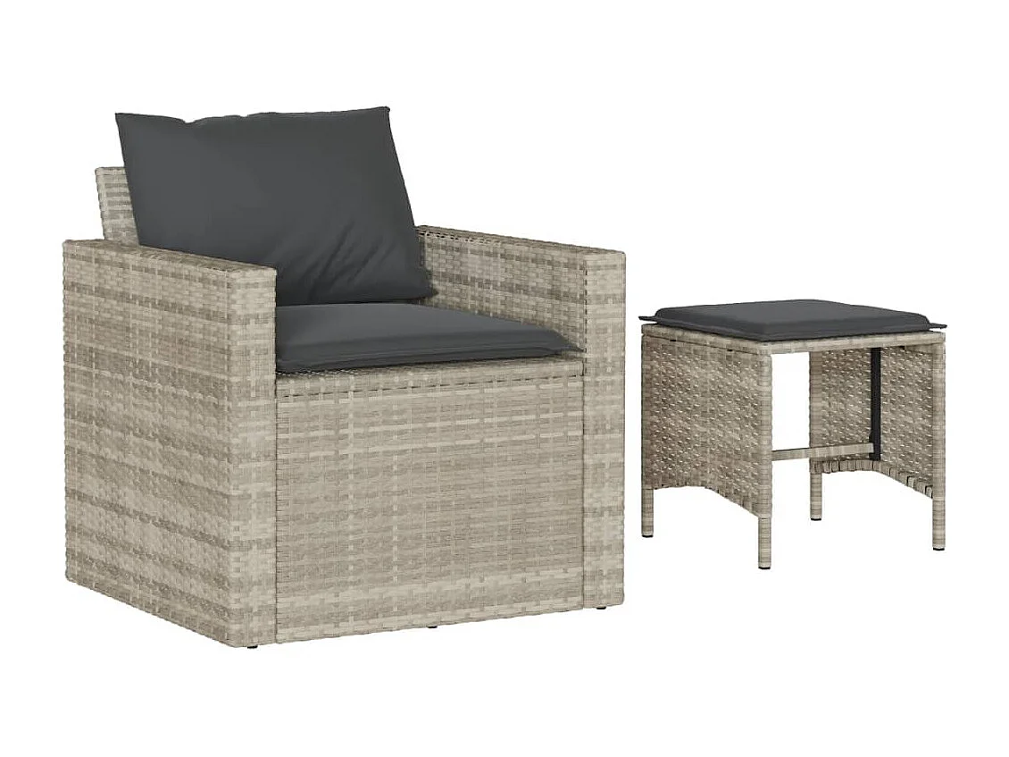 Salon de jardin 4 pcs avec coussins gris clair résine tressée FR33263