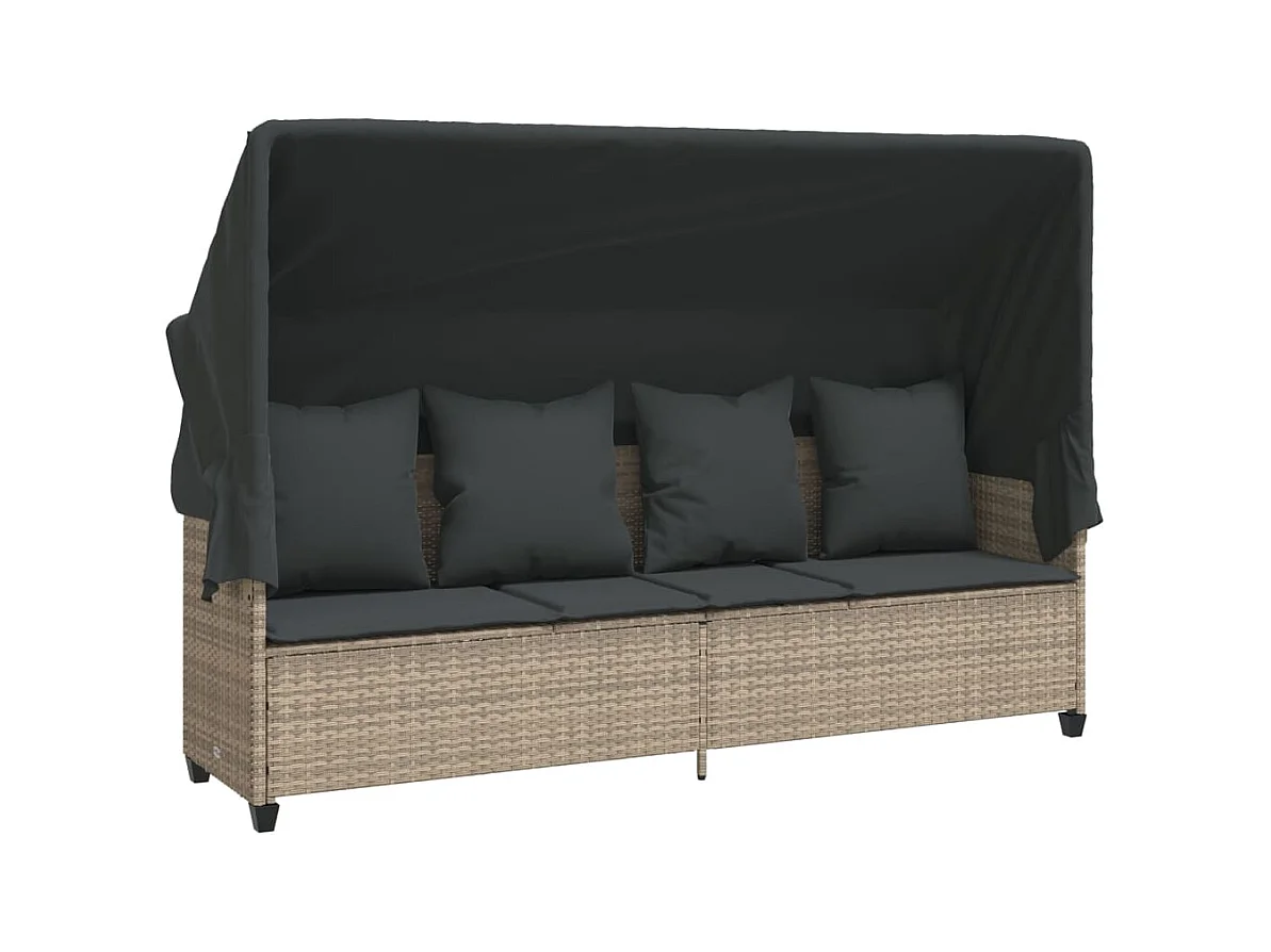 Salon de jardin 5 pcs avec coussins gris clair résine tressée FR94387