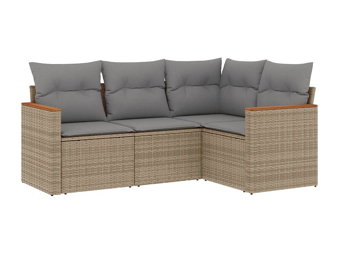 Salon de jardin avec coussins 4pcs mélange beige résine tressée FR89458