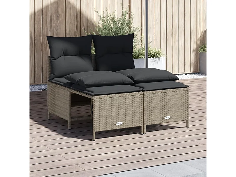 Salon de jardin 4 pcs avec coussins gris clair résine tressée FR95420