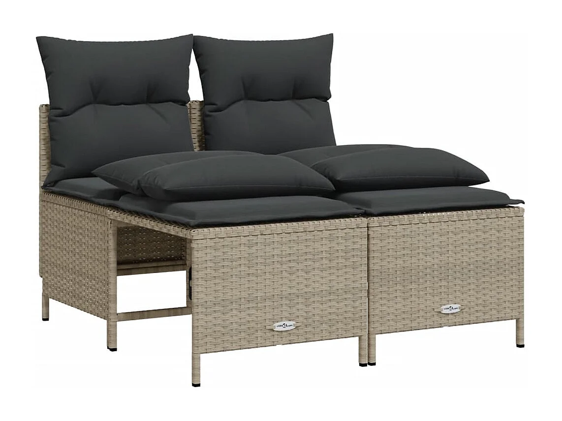 Salon de jardin 4 pcs avec coussins gris clair résine tressée FR95420