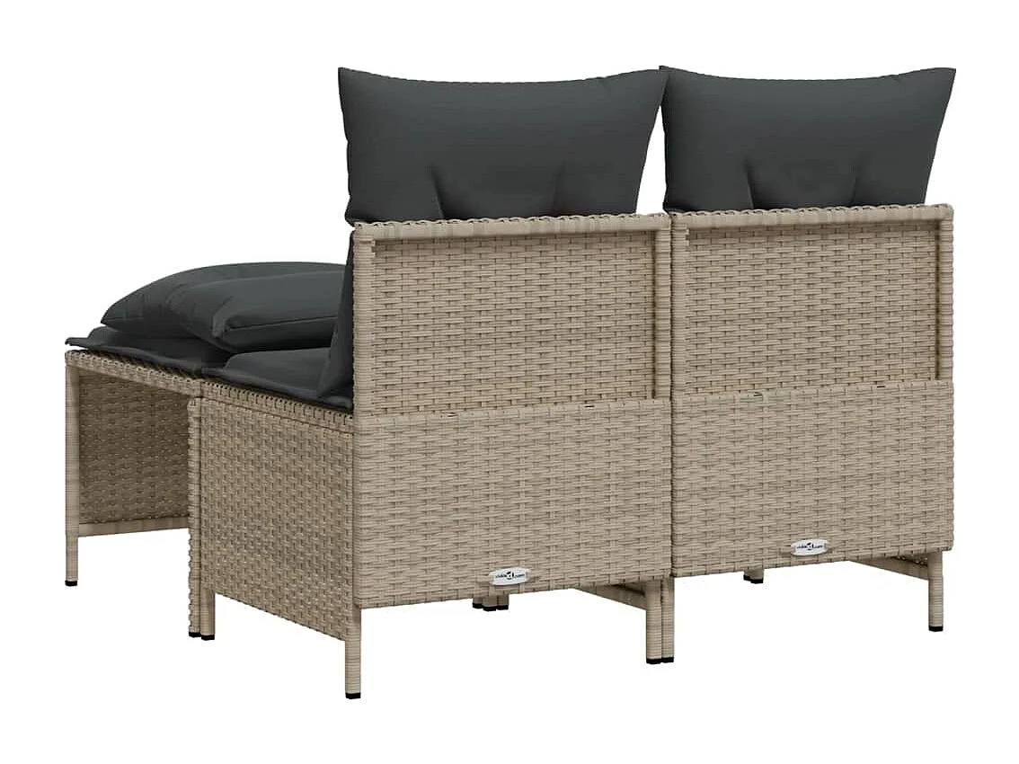 Salon de jardin 4 pcs avec coussins gris clair résine tressée FR95420