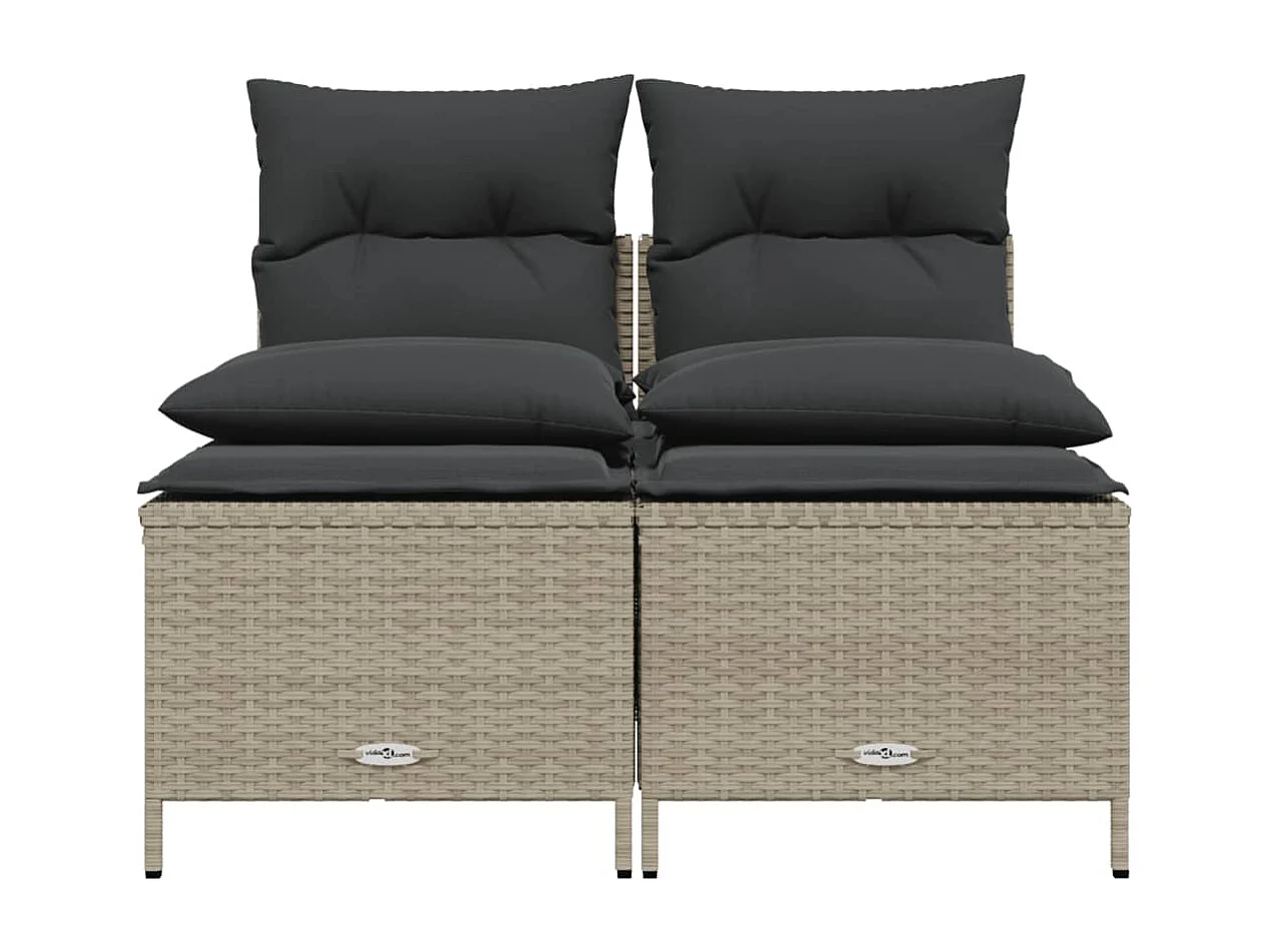 Salon de jardin 4 pcs avec coussins gris clair résine tressée FR95420