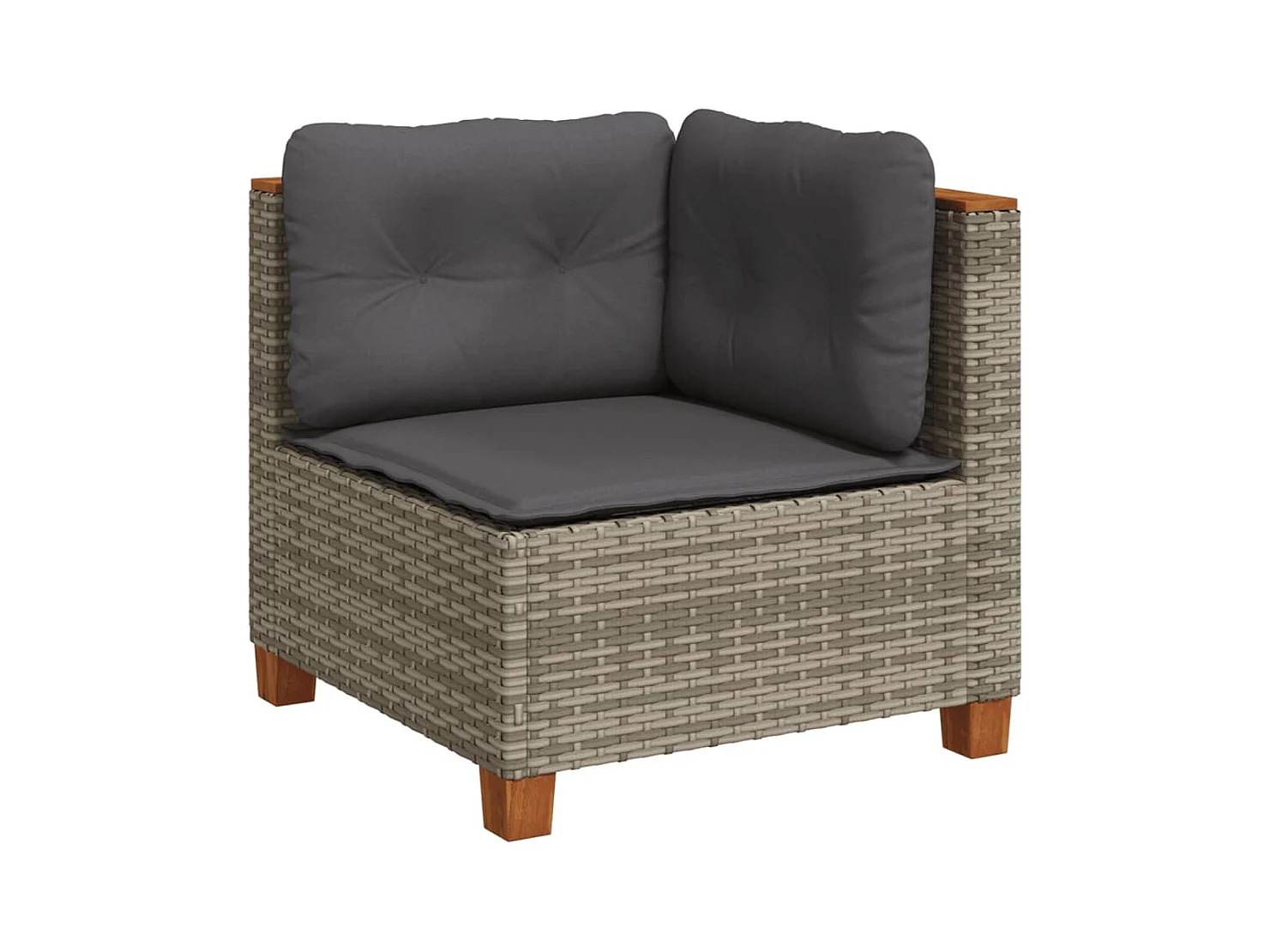 Salon de jardin 4 pcs avec coussins gris résine tressée FR30476
