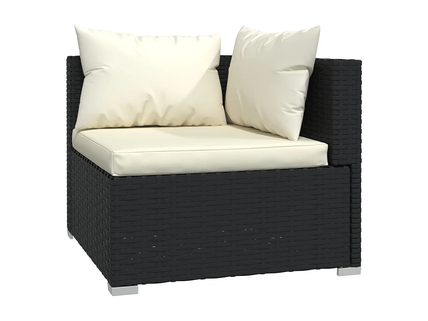 3 pcs conjunto lounge de jardim c/ almofadões vime PE preto PT554504
