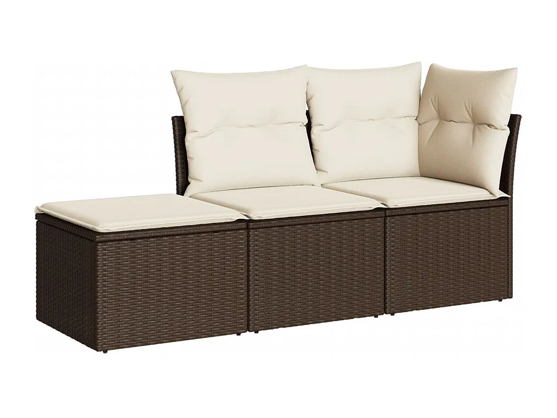 Salon de jardin avec coussins 3 pcs marron résine tressée FR29013