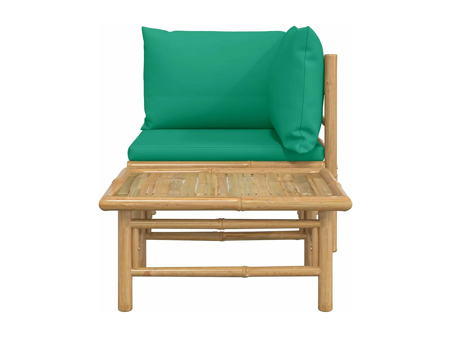2 pcs conjunto lounge de jardim bambu c/ almofadões verdes PT267493