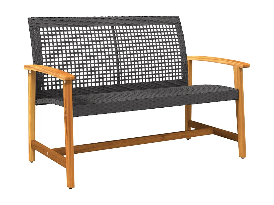 Salon de jardin 5 pcs noir résine tressée et bois d'acacia FR27841