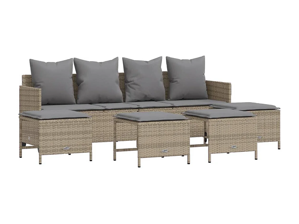 Salon de jardin avec coussins 5 pcs beige résine tressée FR13854