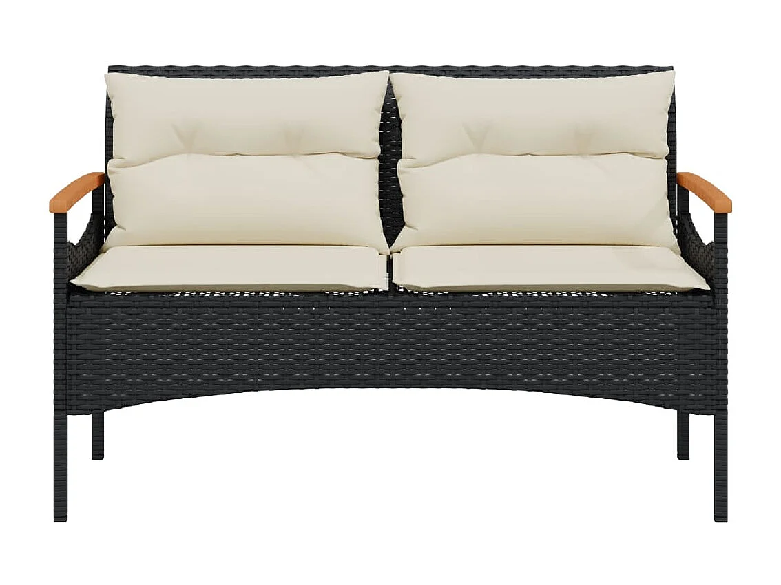 Salon de jardin 4 pcs avec coussins noir résine tressée FR91948