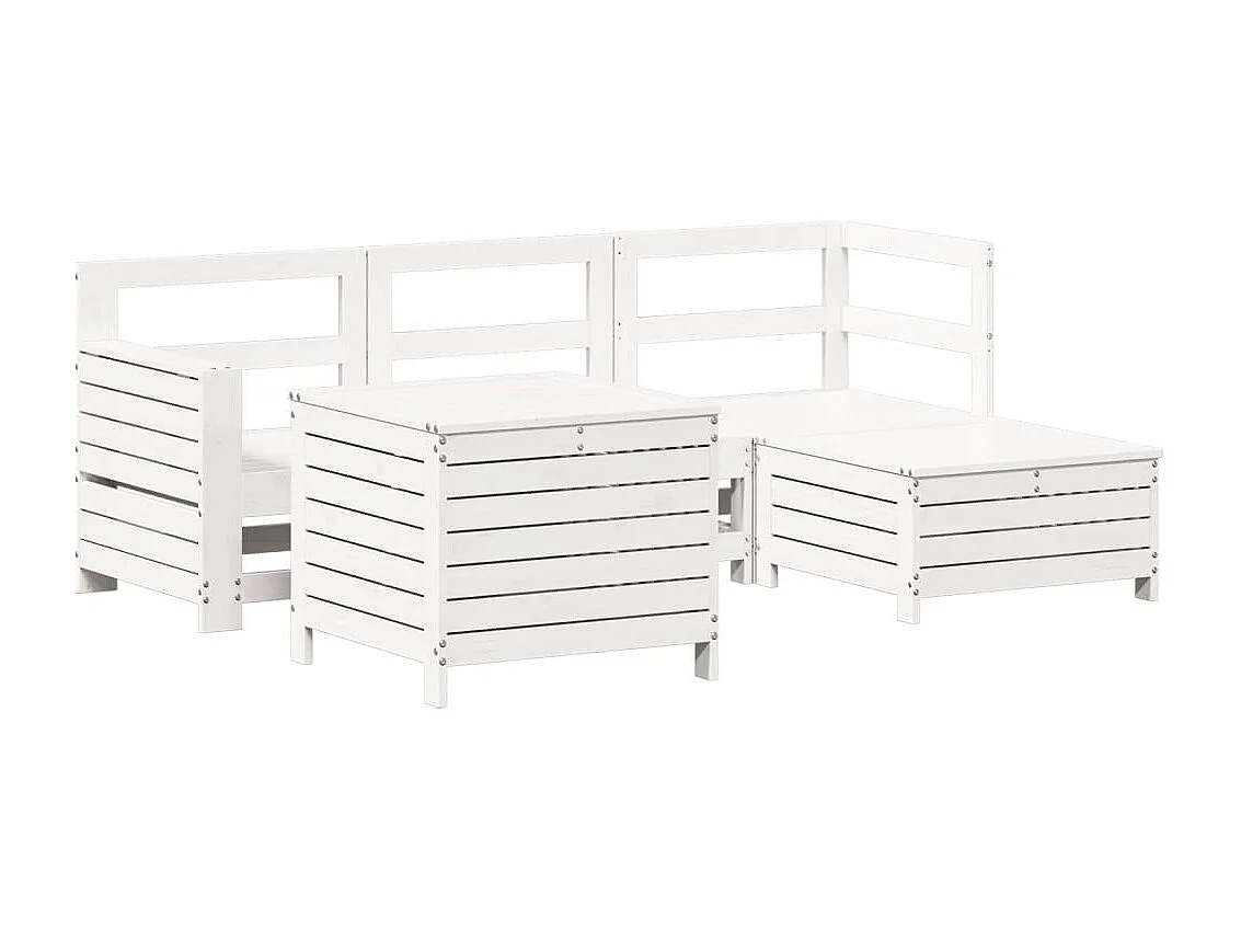 5 pcs conjunto de sofás de jardim madeira pinho maciça branco PT250532