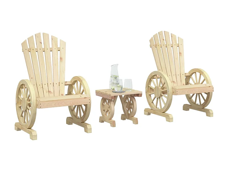 Salon de jardin 3 pcs bois de sapin massif FR38990