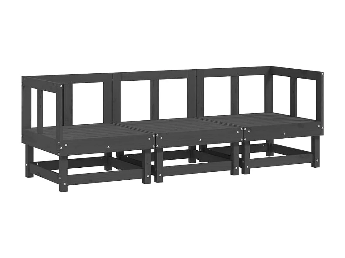 Conjunto de jardín 3 pzas madera maciza de pino gris ES170199