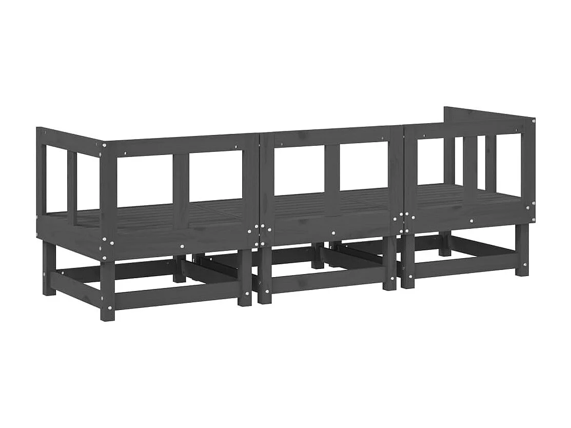 Conjunto de jardín 3 pzas madera maciza de pino gris ES170199