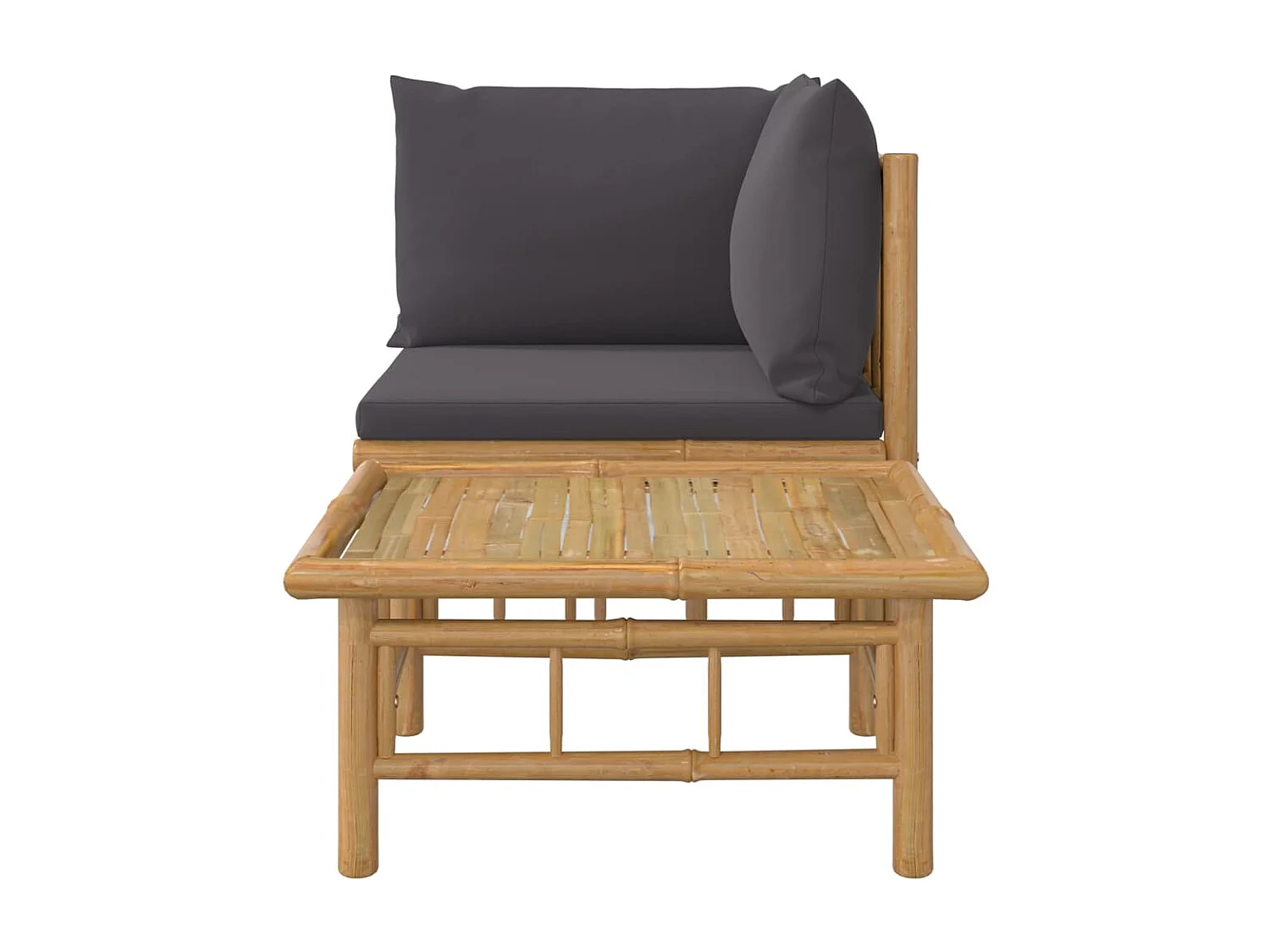 Salon de jardin 2 pcs avec coussins gris foncé bambou FR97563