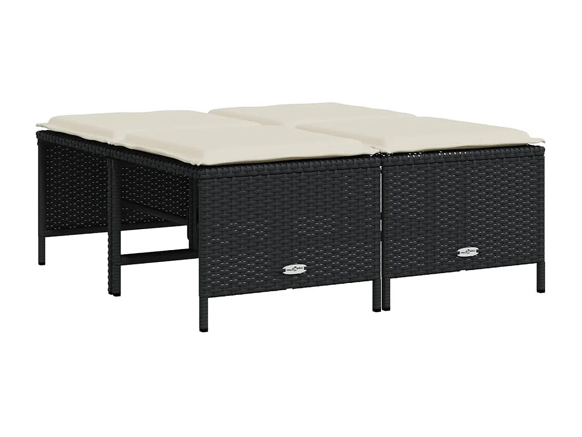 5-delige Loungeset met kussens poly rattan zwart BE715261