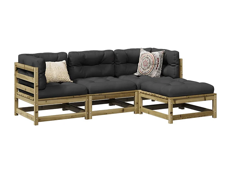 4-delige Loungeset met kussens geïmpregneerd grenenhout BE782331