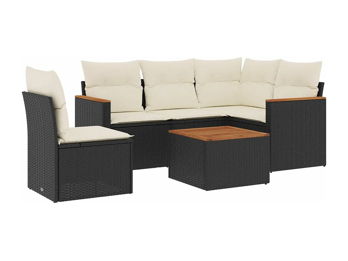 Conjunto de jardín 6 piezas y cojines ratán sintético negro ES474273