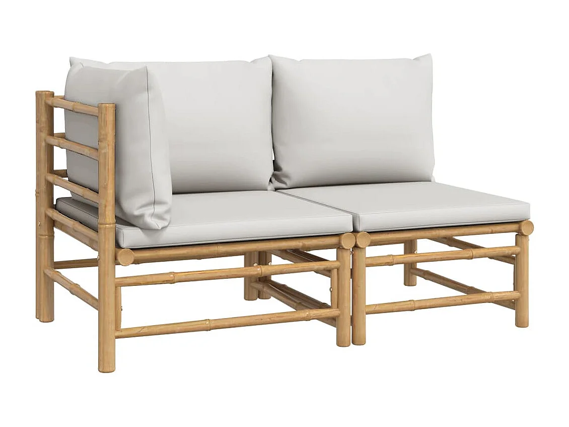 Salon de jardin 2 pcs avec coussins gris clair bambou FR16376