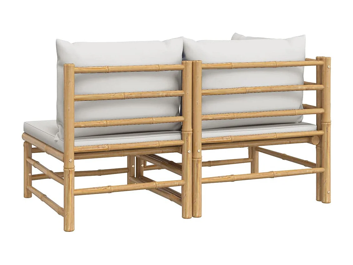 Salon de jardin 2 pcs avec coussins gris clair bambou FR16376