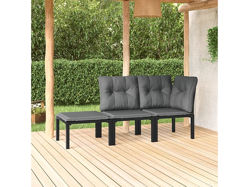 Juego de muebles jardín 3 pzas ratán sintético negro y gris ES961284