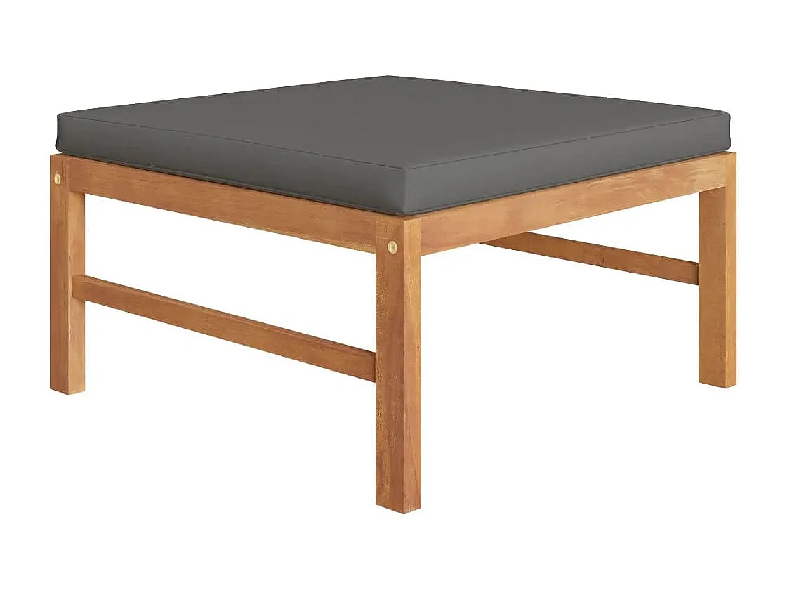 Conjunto de jardín 3 pzas madera teca cojines gris oscuro ES428243