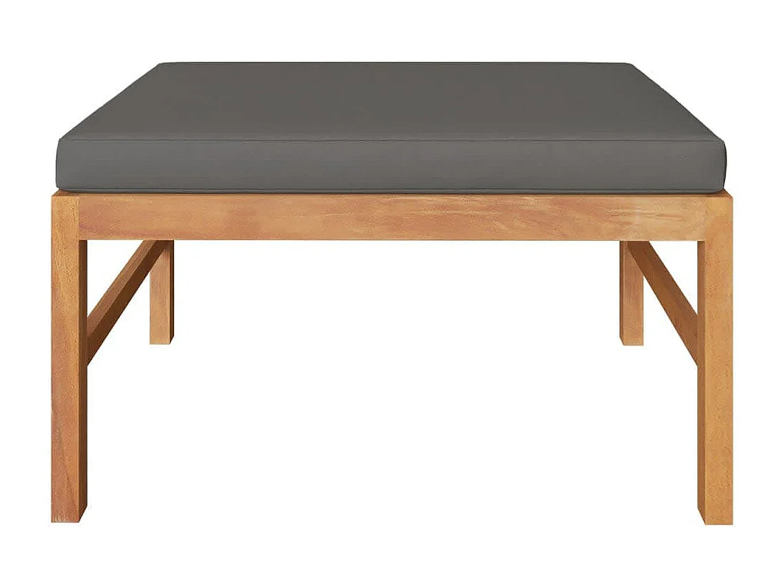 Conjunto de jardín 3 pzas madera teca cojines gris oscuro ES428243