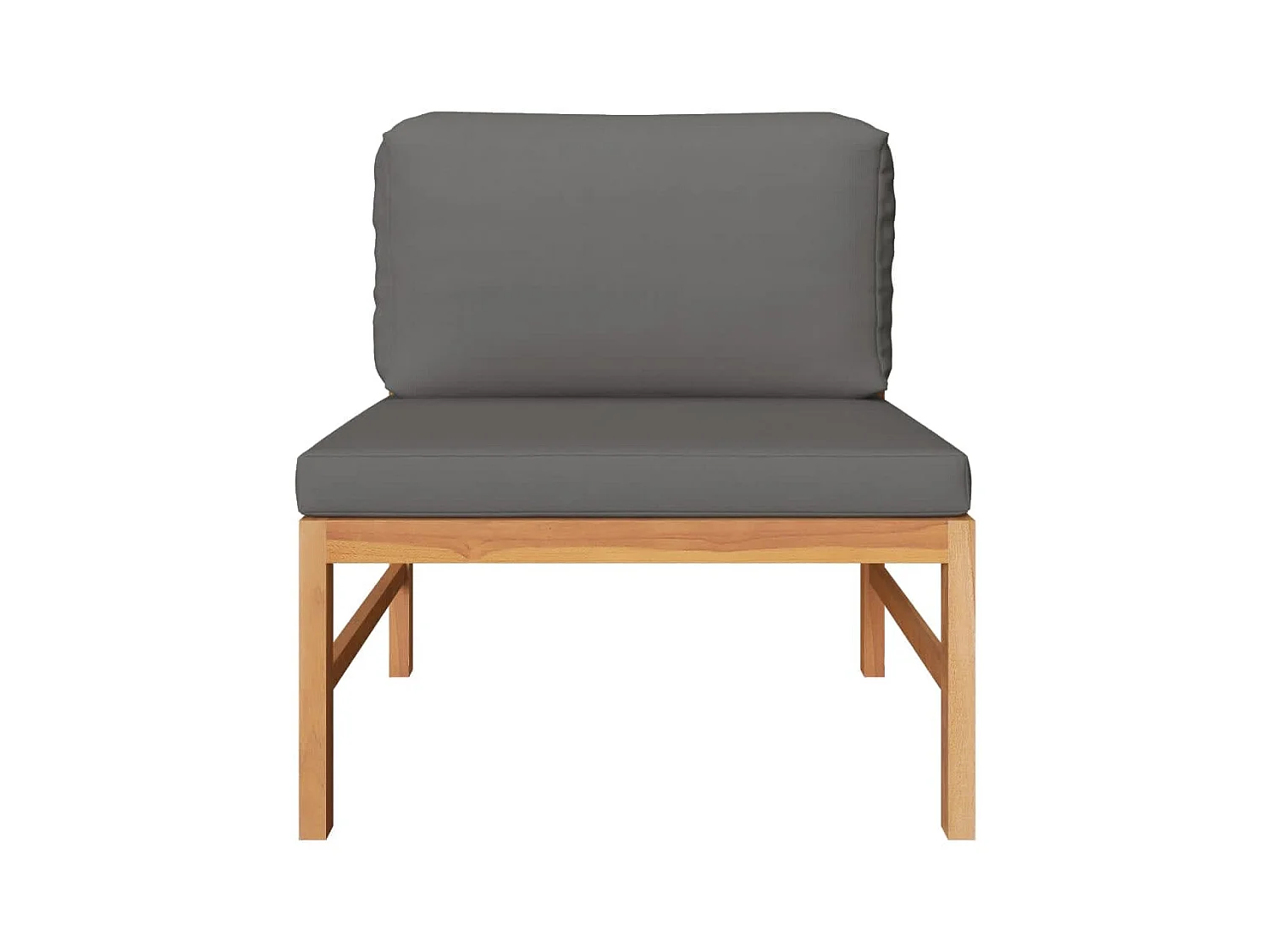 Salon de jardin 3 pcs avec coussins gris foncé Bois de teck FR62190