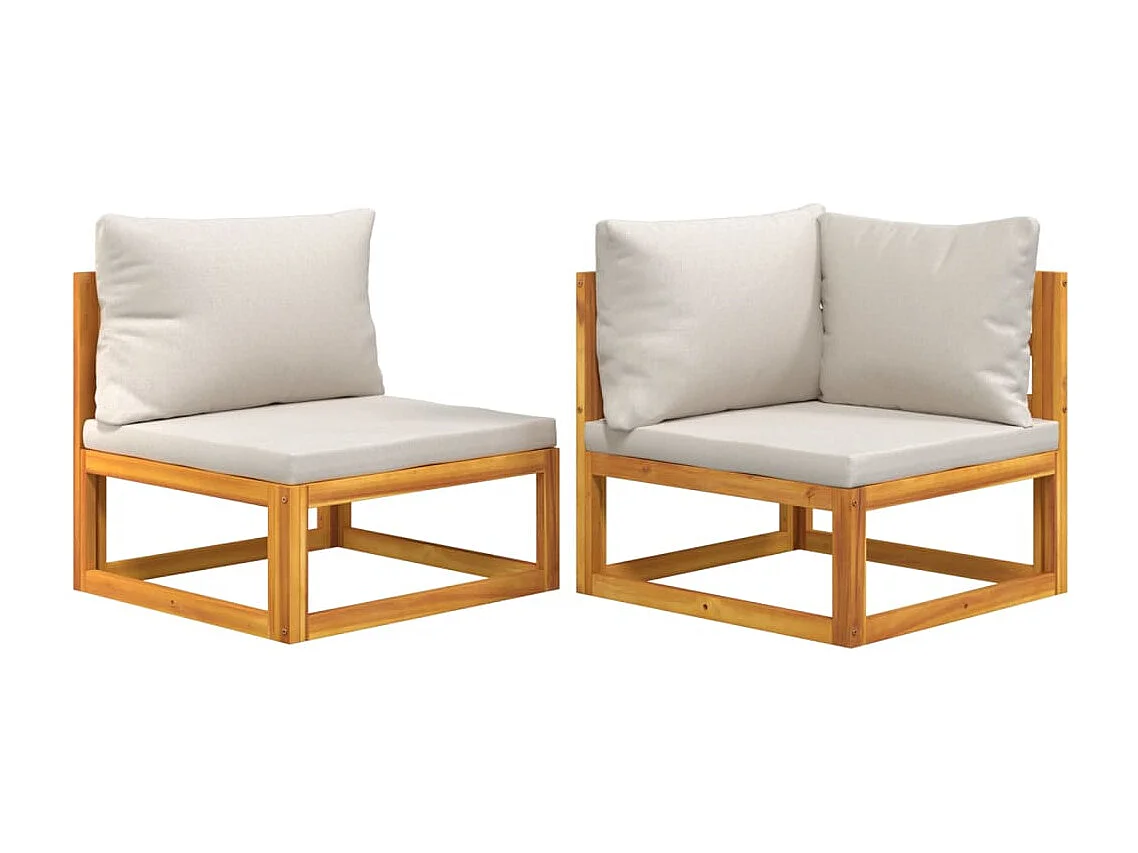 2-delige Loungeset met kussens massief acaciahout BE240831