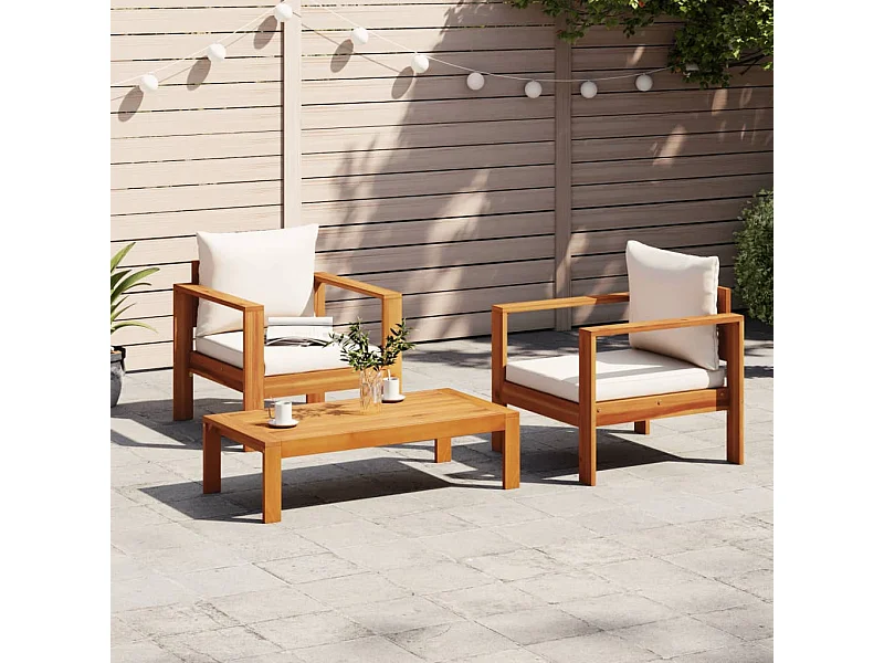 Conjunto de jardín con cojines 3 pzas madera maciza acacia ES469663