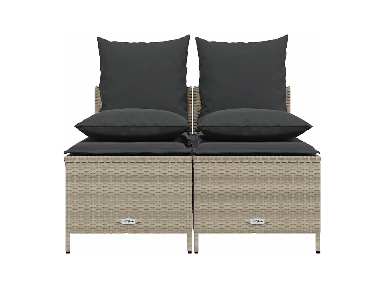 Salon de jardin 4 pcs avec coussins gris clair résine tressée FR13813