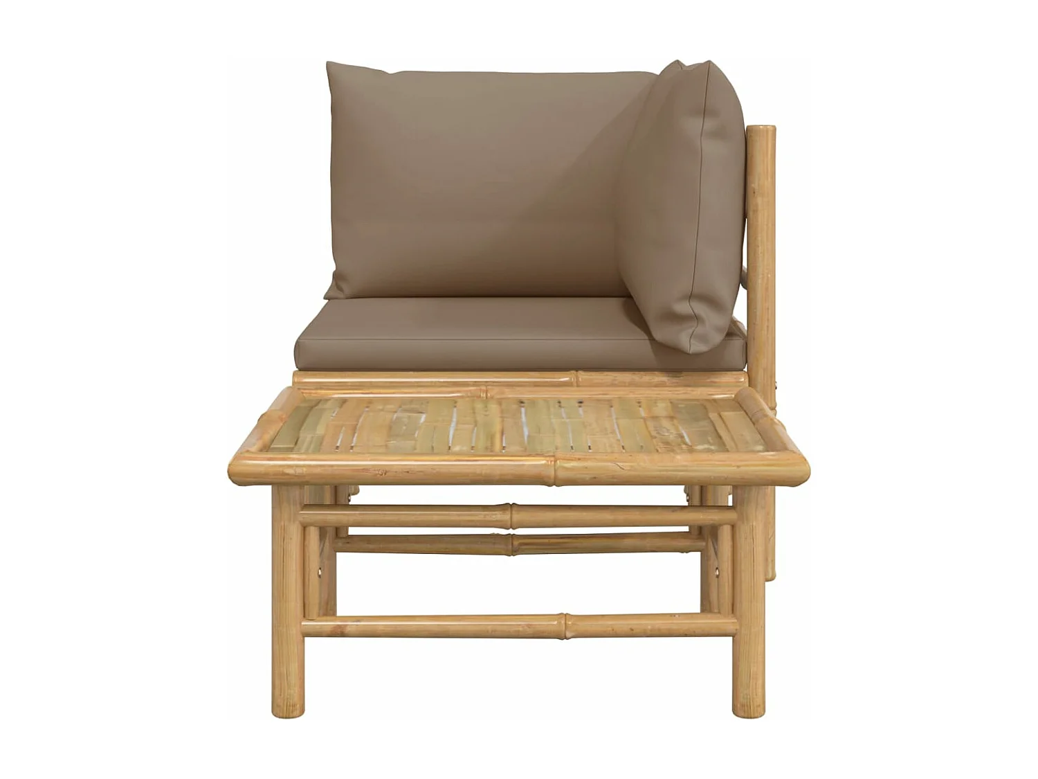 Salon de jardin 2 pcs avec coussins taupe bambou FR49445