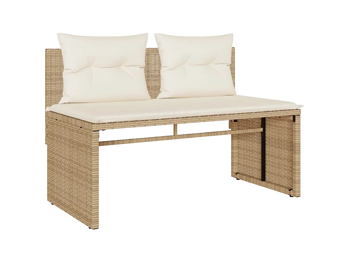 Salon de jardin avec coussins 4 pcs beige résine tressée FR19244