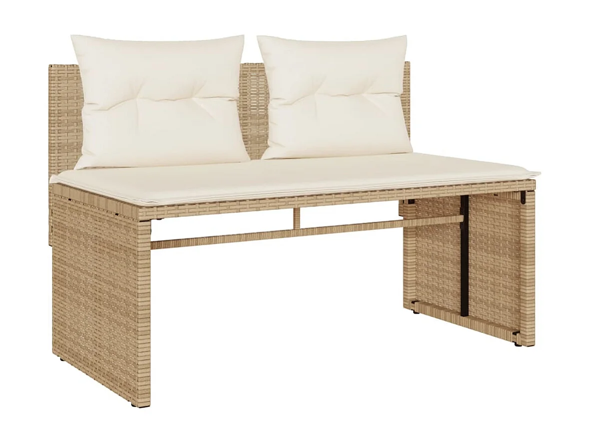 Salon de jardin avec coussins 4 pcs beige résine tressée FR19244