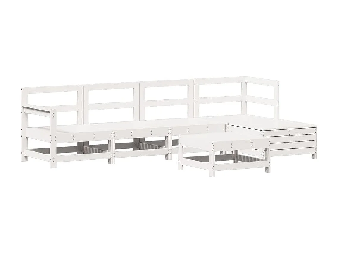 Salon de jardin 6 pcs blanc bois de pin massif FR58150