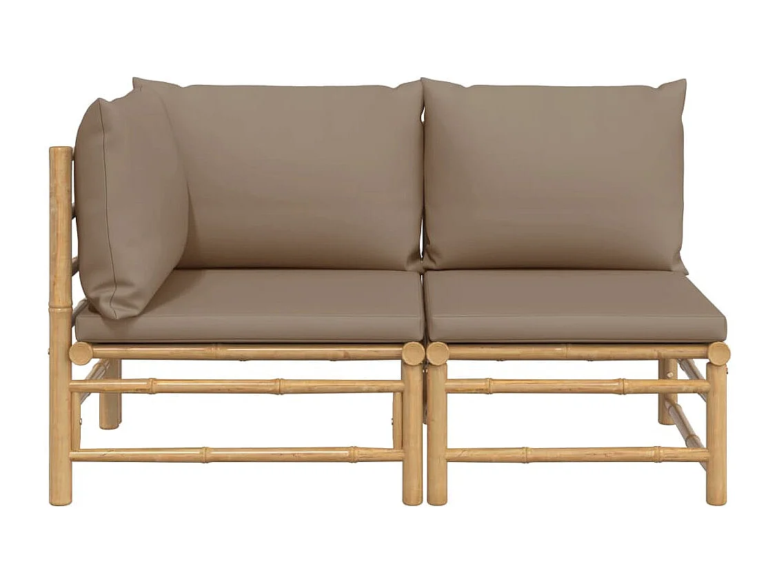 Conjunto de jardín 2 piezas bambú y cojines gris taupe ES287816