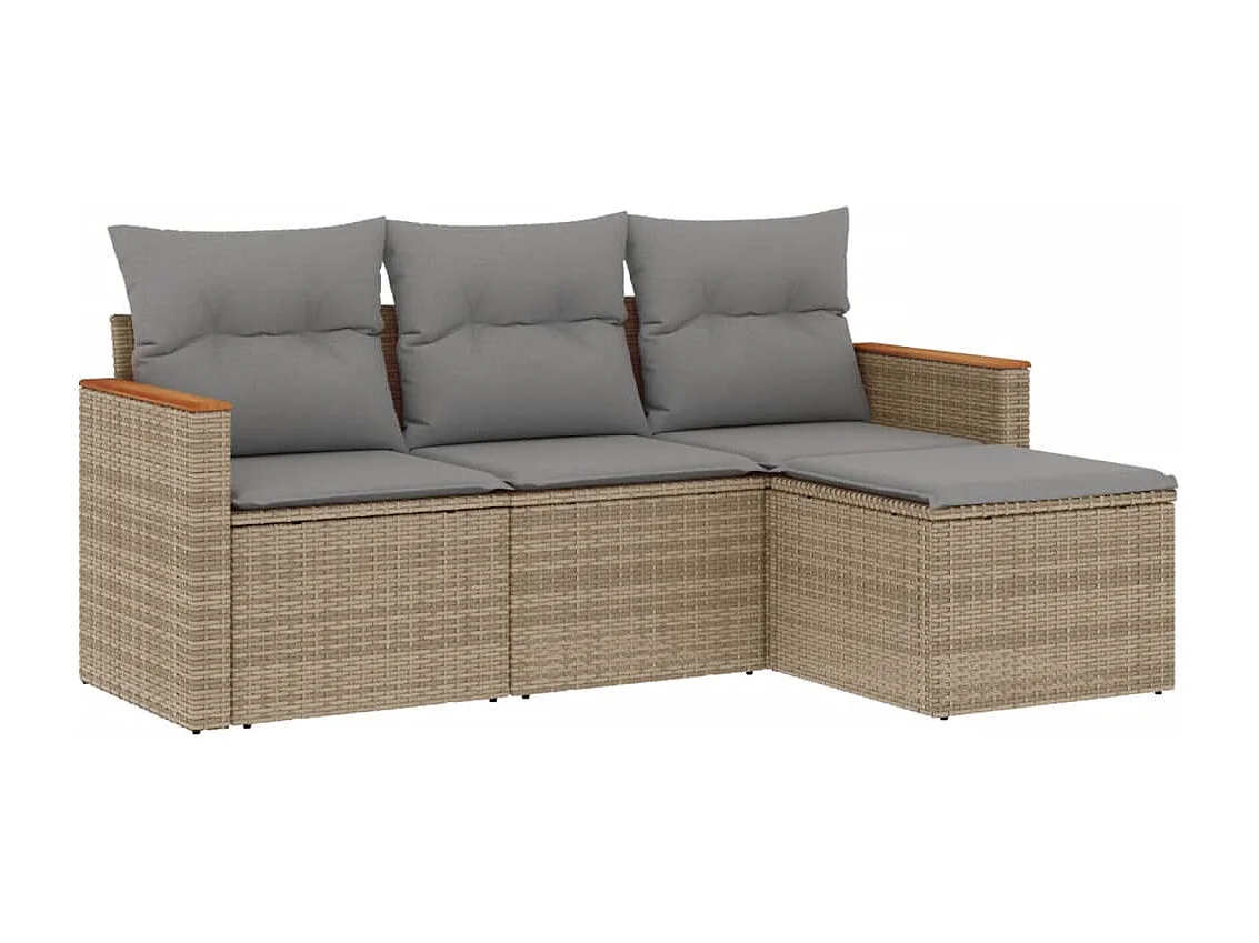 Salon de jardin avec coussins 4pcs mélange beige résine tressée FR19722
