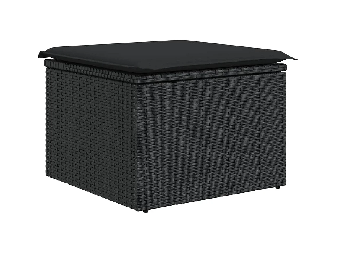 6 pcs conjunto sofás de jardim c/ almofadões vime PE preto PT480787