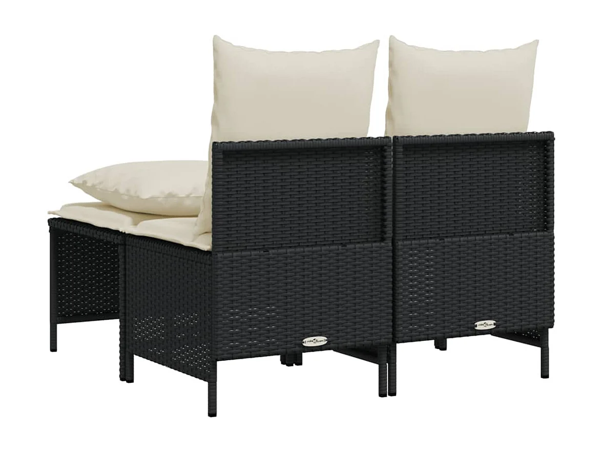 4 pcs conjunto de sofás para jardim c/ almofadões vime PE preto PT457820