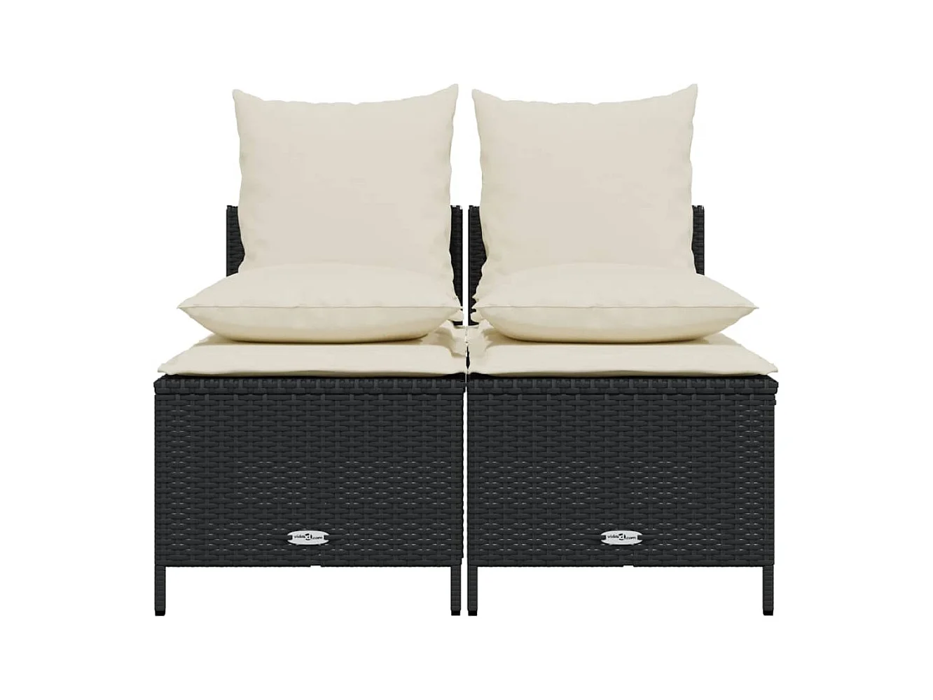 Salon de jardin 4 pcs avec coussins noir résine tressée FR11590