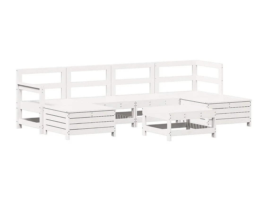 7 pcs conjunto de sofás para jardim pinho maciço branco PT340857