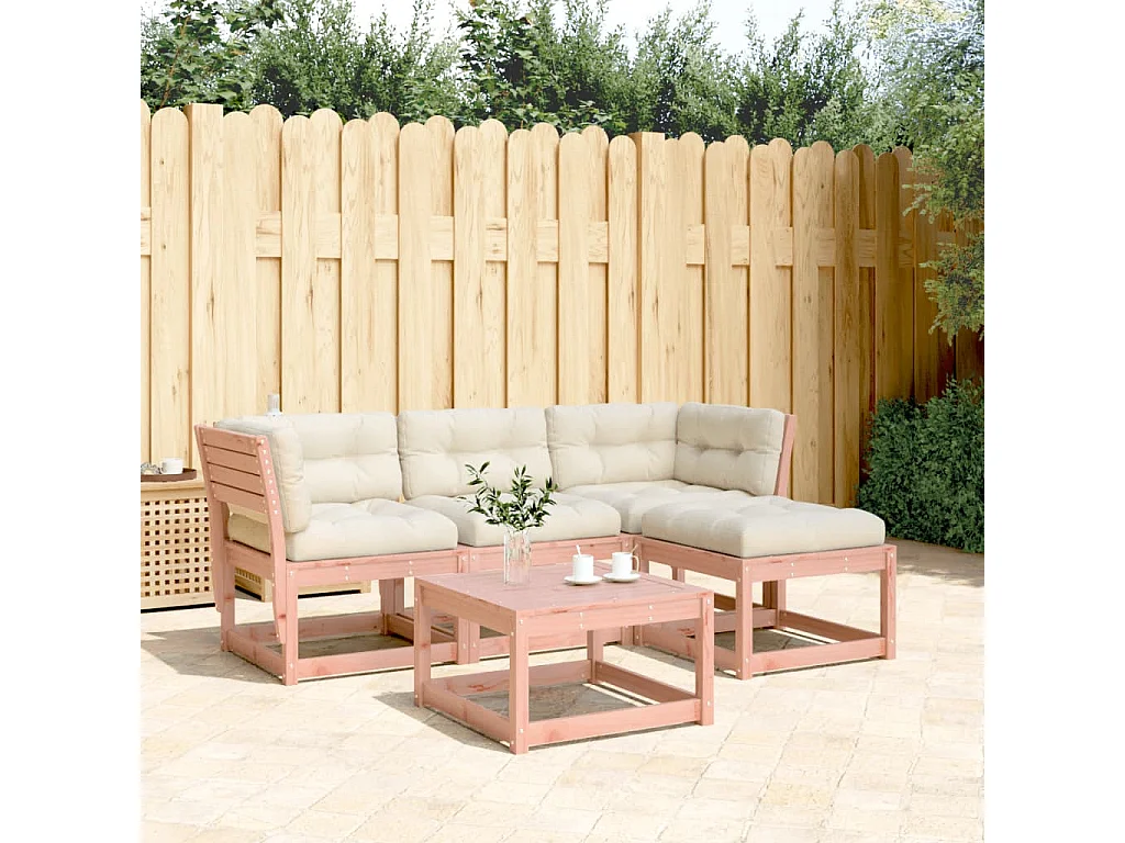 Juego de muebles jardín 4 pzas y cojines madera abeto Douglas ES304278