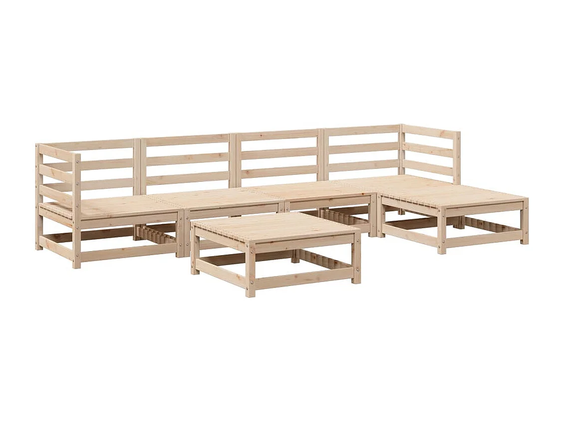 Salon de jardin 6 pcs bois de pin massif FR12758