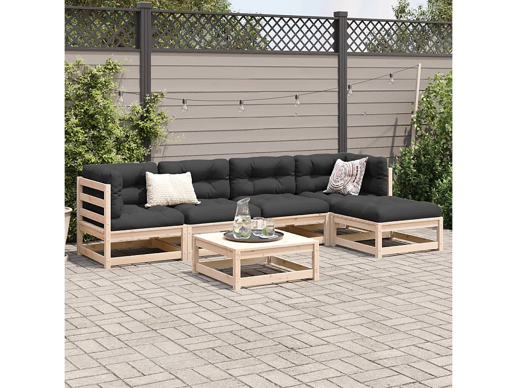 Salon de jardin 6 pcs bois de pin massif FR12758