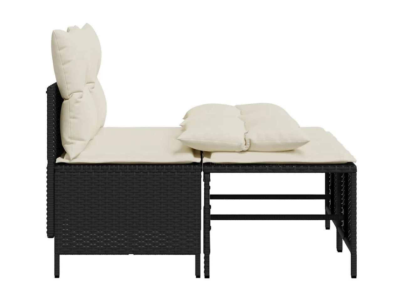 Salon de jardin 4 pcs avec coussins noir résine tressée FR80541